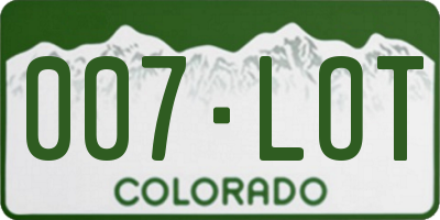 CO license plate 007LOT
