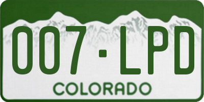 CO license plate 007LPD