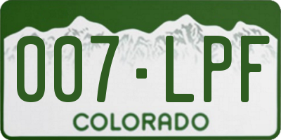 CO license plate 007LPF