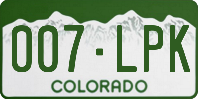 CO license plate 007LPK