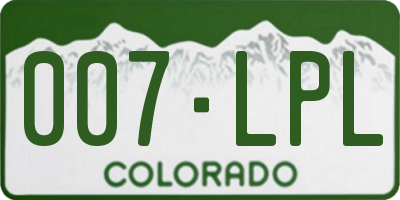 CO license plate 007LPL