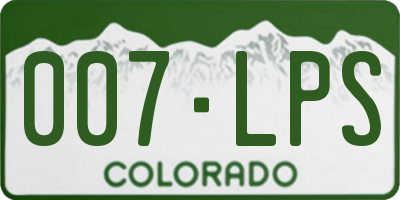 CO license plate 007LPS