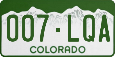 CO license plate 007LQA