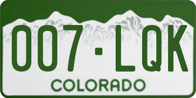 CO license plate 007LQK
