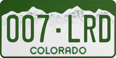 CO license plate 007LRD