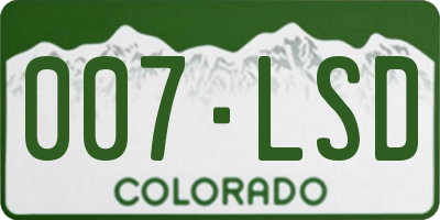 CO license plate 007LSD