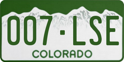 CO license plate 007LSE