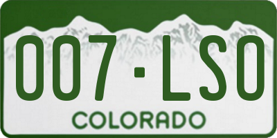 CO license plate 007LSO