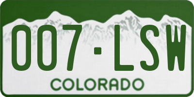 CO license plate 007LSW