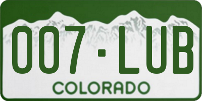 CO license plate 007LUB