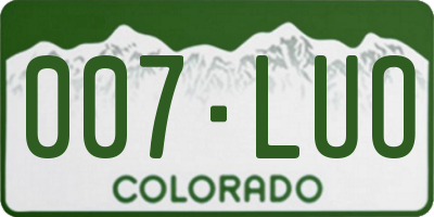 CO license plate 007LUO