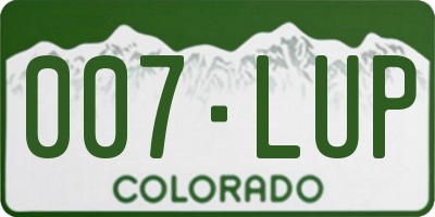 CO license plate 007LUP