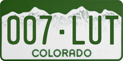 CO license plate 007LUT