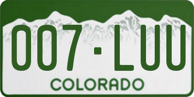 CO license plate 007LUU