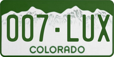 CO license plate 007LUX