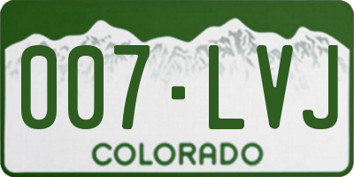 CO license plate 007LVJ