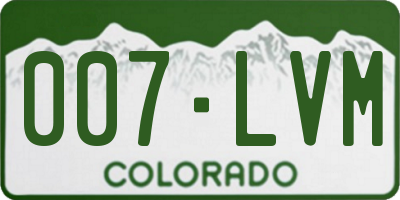 CO license plate 007LVM