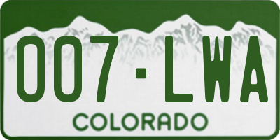 CO license plate 007LWA