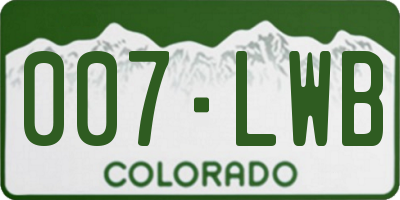 CO license plate 007LWB
