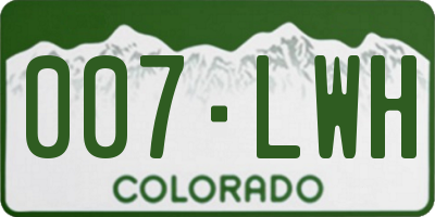 CO license plate 007LWH