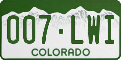 CO license plate 007LWI