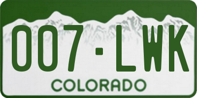 CO license plate 007LWK