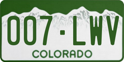 CO license plate 007LWV
