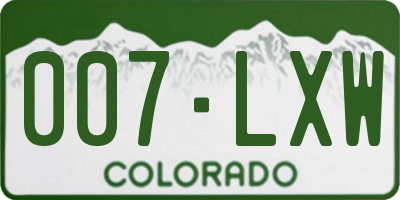 CO license plate 007LXW