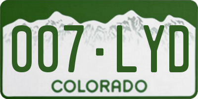 CO license plate 007LYD