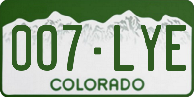 CO license plate 007LYE