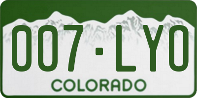 CO license plate 007LYO