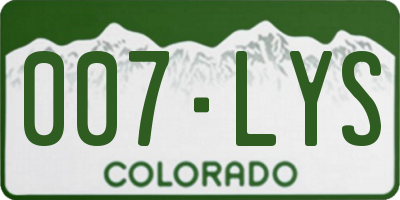 CO license plate 007LYS