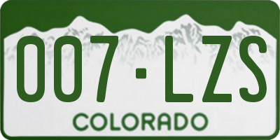 CO license plate 007LZS