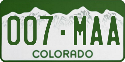 CO license plate 007MAA