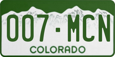 CO license plate 007MCN