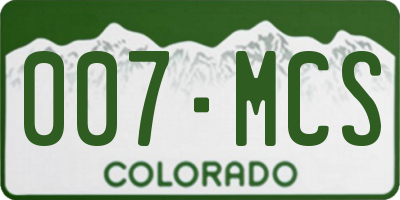 CO license plate 007MCS