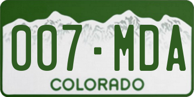 CO license plate 007MDA