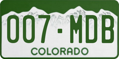 CO license plate 007MDB