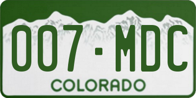 CO license plate 007MDC