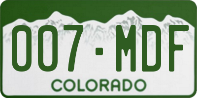 CO license plate 007MDF