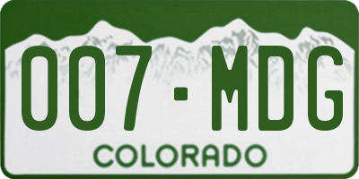 CO license plate 007MDG