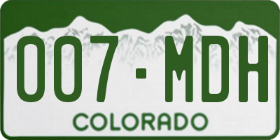 CO license plate 007MDH