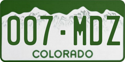 CO license plate 007MDZ