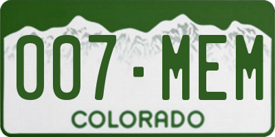 CO license plate 007MEM
