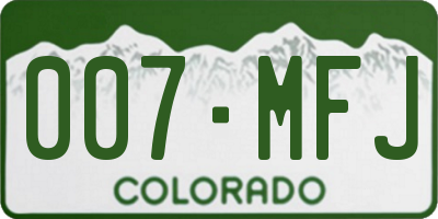 CO license plate 007MFJ