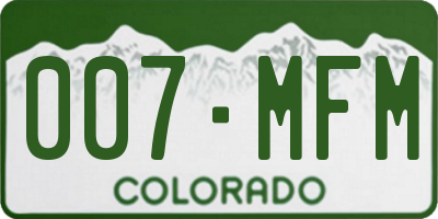 CO license plate 007MFM