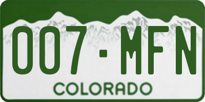 CO license plate 007MFN