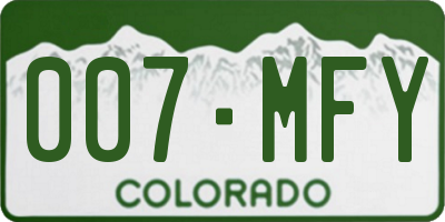 CO license plate 007MFY