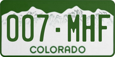 CO license plate 007MHF