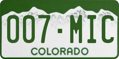 CO license plate 007MIC